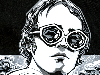 Elton 70s acrylic commission drawing elton john illustration ink pen