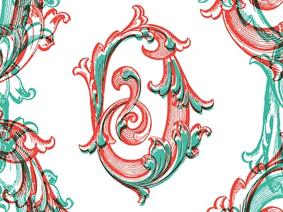ABC Design Project baroque florid glyph letter o overlap scrollwork swirl typography