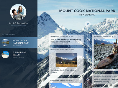 Travel Timeline App post profile share timeline travel vacation