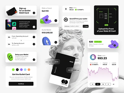 Outlet Finance - Crypto Mobile App app application bank blockchain design components credit card crypto crypto solution design system finance fintech graphic design illustration mobile mobile app ui design user experience user interface ux design web3