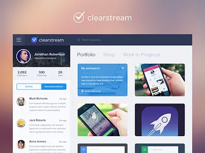 Clearstream v2 clean design designer flat ui user interface ux