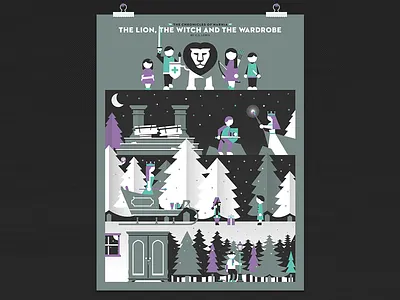 Chronicles of Narnia - The Lion, The Witch and the Wardrobe aslan color dangerdom dominic flask illustration lion narnia poster vector wardrobe winter witch