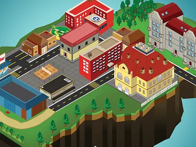Isometric Town 3d isometric vector