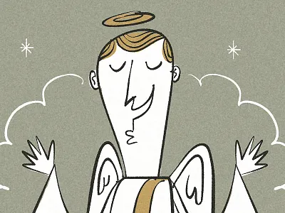 The Angel Visits The Shepherds angel christmas illustration midcentury shepherds