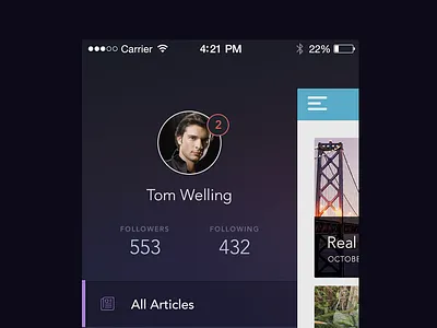 Nav Drawer alert background blur drawer flat icons ios menu nav ui