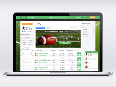 Fantasy Sports Lobby fantasy sports football lobby