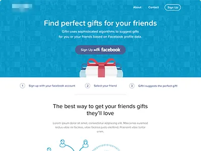 Gifts website flat homepage landing ui ux web