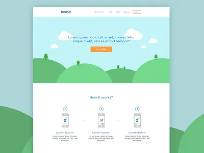 Hemel app clean concept flat hemel minimal onepage singlepage site white