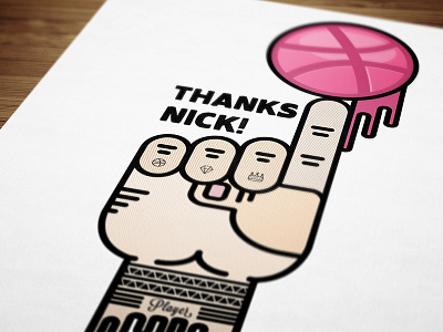 My Debut dribbble Shot! (Thanks to @NickVandeWildt) design fun graphic illustration illustrator lines player retro tattoo thank you vector