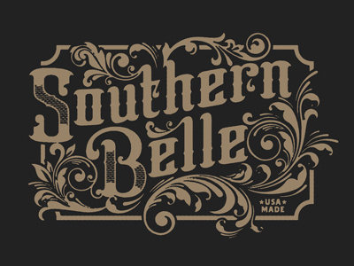 Southern Belle badge country floral flourish merch southern usa