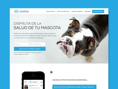 Vets Landing Page animals app blue button dog iphone landing sign up testimonials veterinary vets