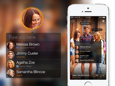 Tagging Friend app flat design interface ios 7 iphone tagging ui ux uxui