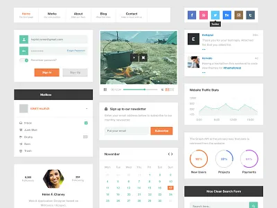 Minimal Ui Kit creative element menu minimal sign in social icons ui web