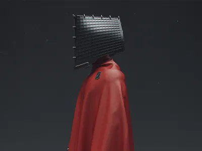 Red Cardinal 3d character concept dark future grey lightning metal modeling red studio