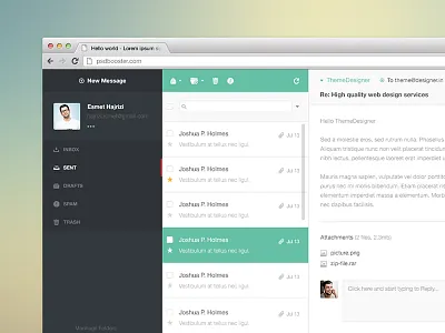 Web Mail Application application blury clean design email freebie psd web app web mail