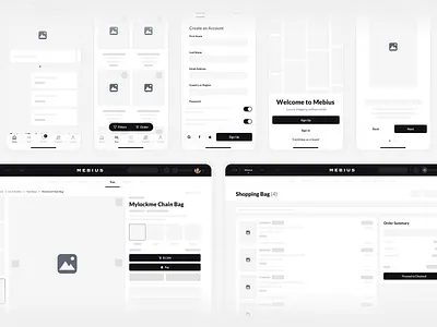 Fashion Shopping Platform Wireframes fashion low fidelity minimalistic mockups shop sketch store ui user flow ux white wireframes