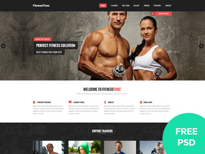 Fitnesstime Landing Page - FREE PSD fitness psd free design free fitness landing page design free fitness psd free landing page free psd landing page psd
