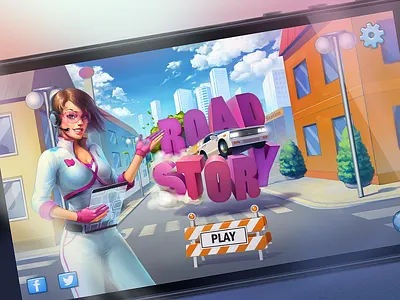 Start screen for the future game art game girl illustration ios start screen