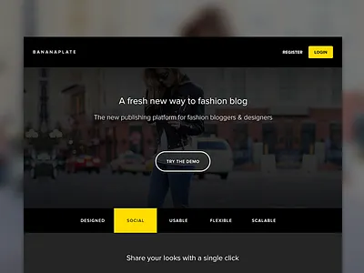 BANANAPLATE Intro Page blog fashion flat hackathon