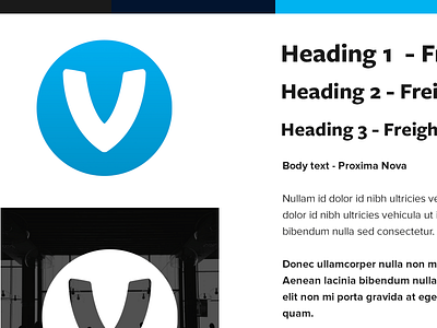 Voupe Branding blue freight sans grey logo proxima nova v white