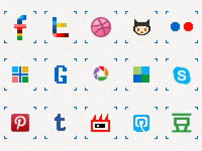 8-bit Dot-B Social Media Icons 8 bit 8bit dribbble facebook flickr github icons media sina social twitter weibo