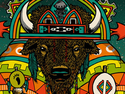 String Cheese gigposter detail 2... gigposter new years screenprint spirit animals string cheese incident triptych