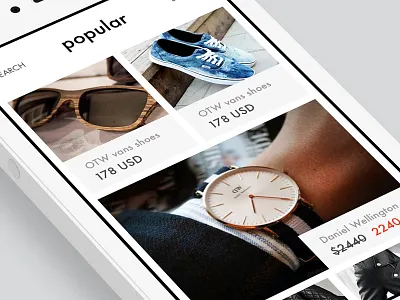 E-commerce mobile - products clean e commerce images ios minimalism mobile popular price product rgrundig