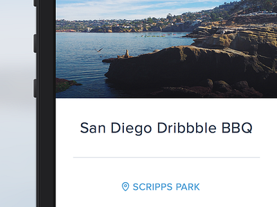 Gathering app button clean comments cover photo event guests interface location mobile ui web