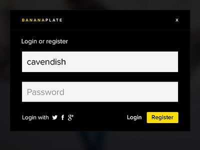 BANANAPLATE Login panel dark login