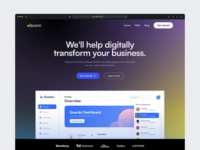 Vibrant - Landing page blue clean cta dashboard design gradient landing minimal saas ui ux web