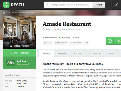 Restaurant Detail boxes clean detail gallery gray green proxima nova reservation simple tags tisa pro