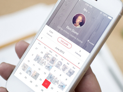 Dayboard project is now up app interface ios7 photo placeit profile screen sharing social ui