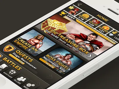 Fantasy for iOS battle brown fantasy game home illustration ios iphone orange quest rpg screen