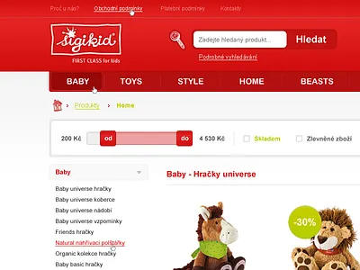 Sigikid e-shop concept design e shop kids red ux web