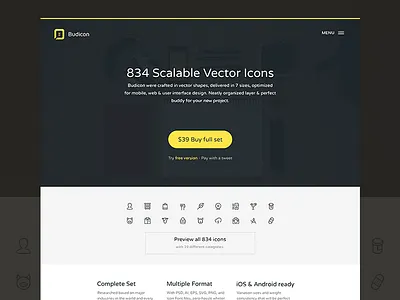 Budicon Website budicon icon landing modern simple ui web website