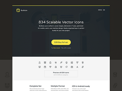 Budicon Website budicon icon landing modern simple ui web website