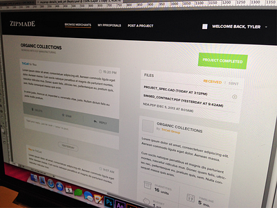 Project Details + Communication dashboard details interaction interface messages minimal profile project ui ux web