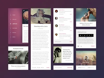 Blog blog flat menu minimal mobile post sidebar simple ui user interface web white