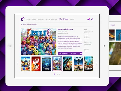 Hotelpad Movies WIP flat hotel icons ipad room ui vacation video widgets