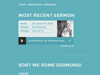 Providence Community Church Redesign audio blue church clean custom html5 redesign site