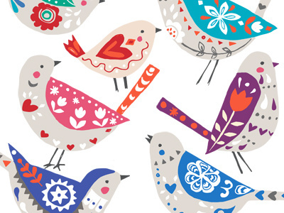 Folk Birds birds folk art