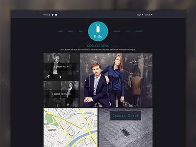 Billeshirts Website clean clear fashion home page layout metro style modern psd webdesign website