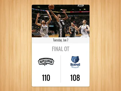 Score Card basketball card flat mobile nba score simple stats ui