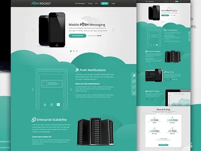 Push Rocket Full app design elegant seagulls header hero ui web