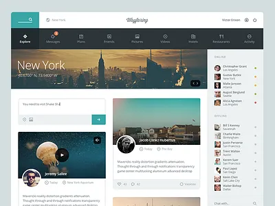 Wayfaring App app application chat flat icon icons simple social travel ui user interface website