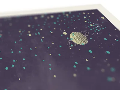 New Year Card card green greeting halftone new planets space vintage year yellow