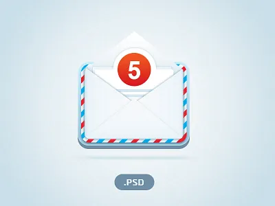 Icon of unread messages with PSD icon mail message