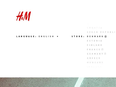 Welcome country ecommerce fashion hm landing language menu selector ui ux web welcome