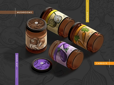 Food Packaging Concept Design brand branding colorful cooking design drawing flat art flavour food illustration illustration art illustrator jars label design organic packaging taste vegerables