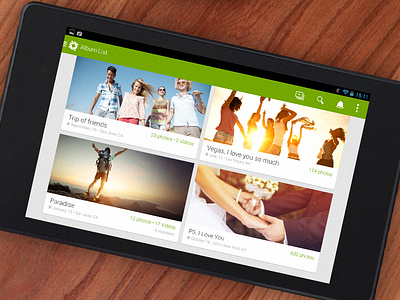 Eversnap • Tablet Album List android app eversnap flat icon interface photo photo sharing product ui ux uxui